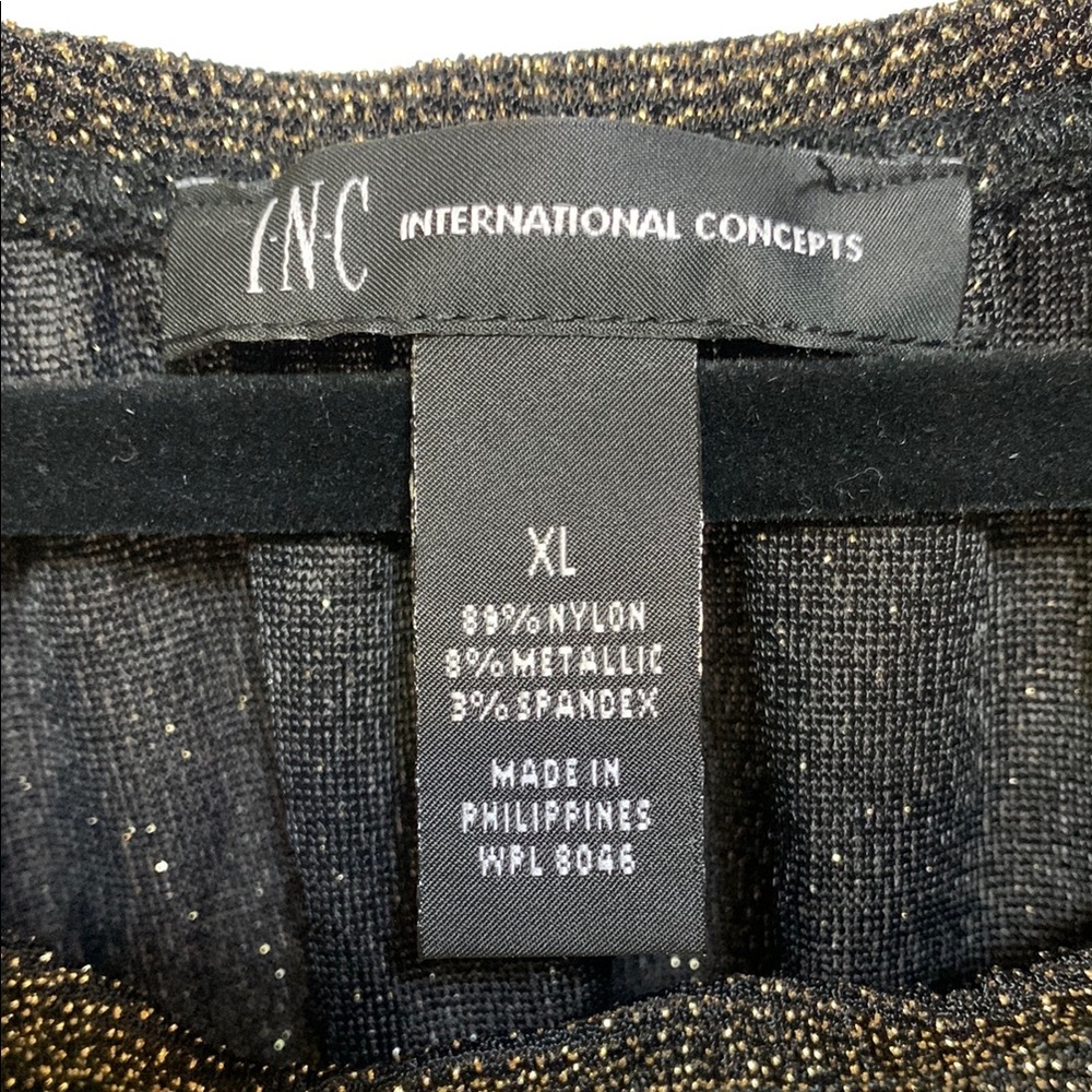 INC International Concepts Black Short Sleeve Blouse - Picture 2 of 5